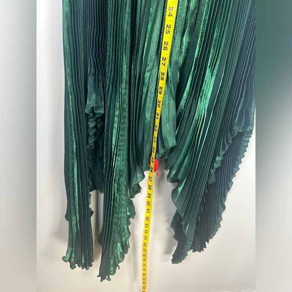 New NWT L'IDÉE Pleated Green Maxi Papillon Skirt in Pine Shimmer - Picture 16 of 17